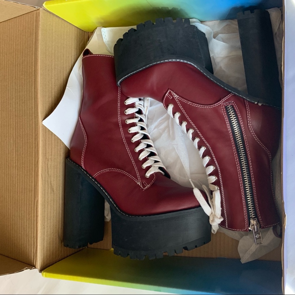 Dolls kill current mood Nancy boots red